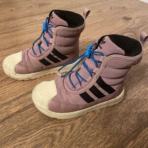 Adidas Kids Mauve and Black Boots